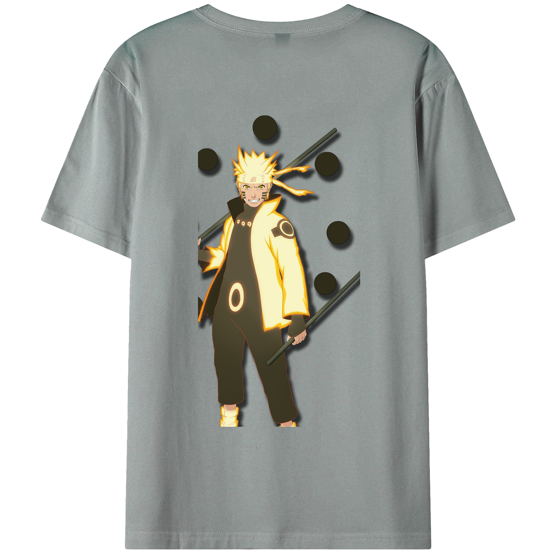 （画像用） NARUTO -ナルト- うずまき ナルト Uzumaki Naruto 綿100％ メンズ半袖Tシャツ（バックプリント） 通気性